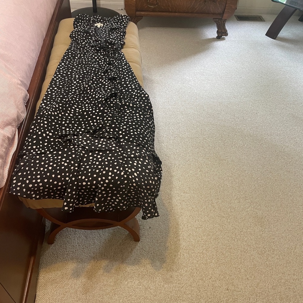 Max Studio Black and White Polka Dot Ruffle Maxi Dress